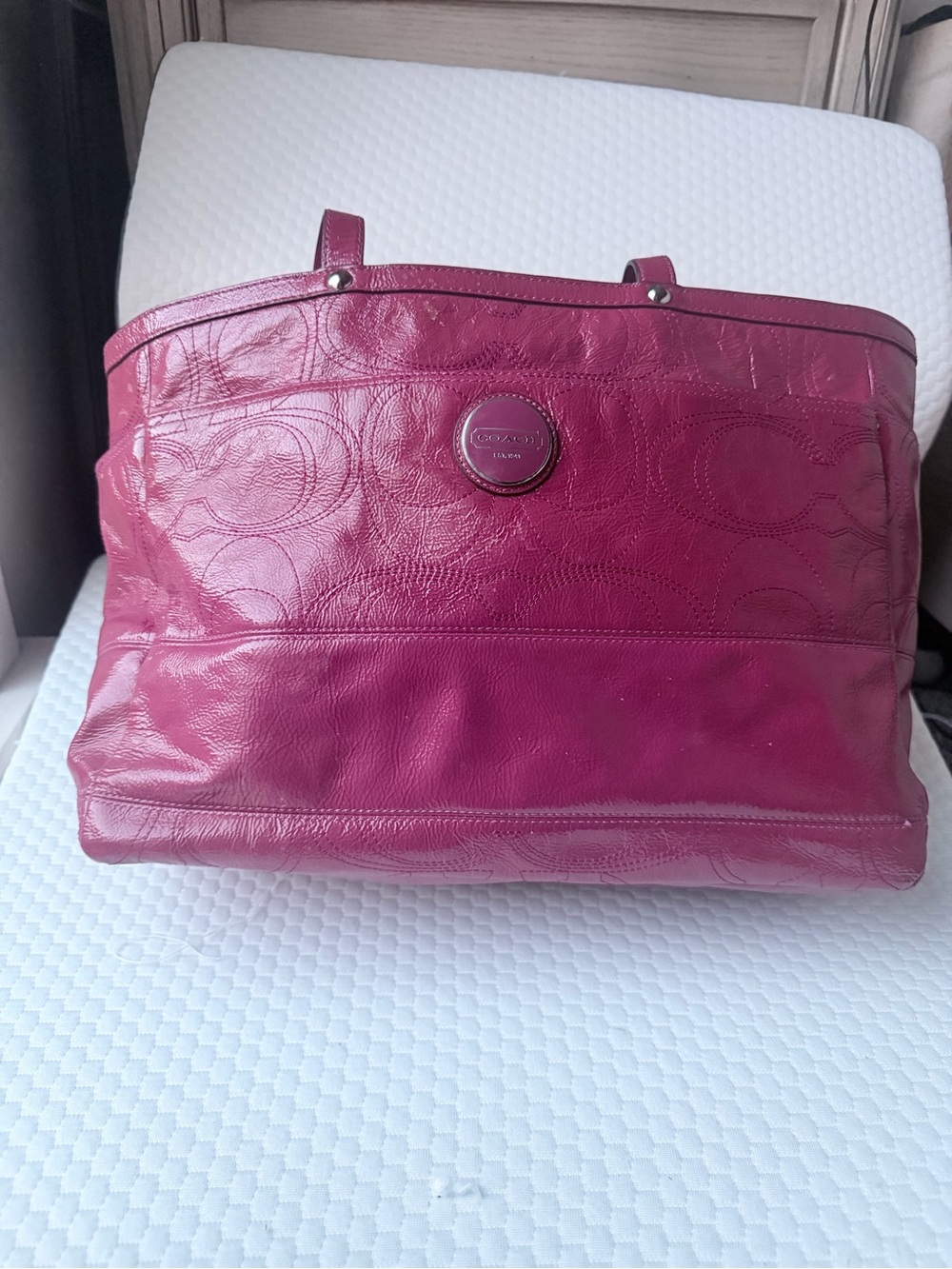 Coach Magenta Signature Leather Tote